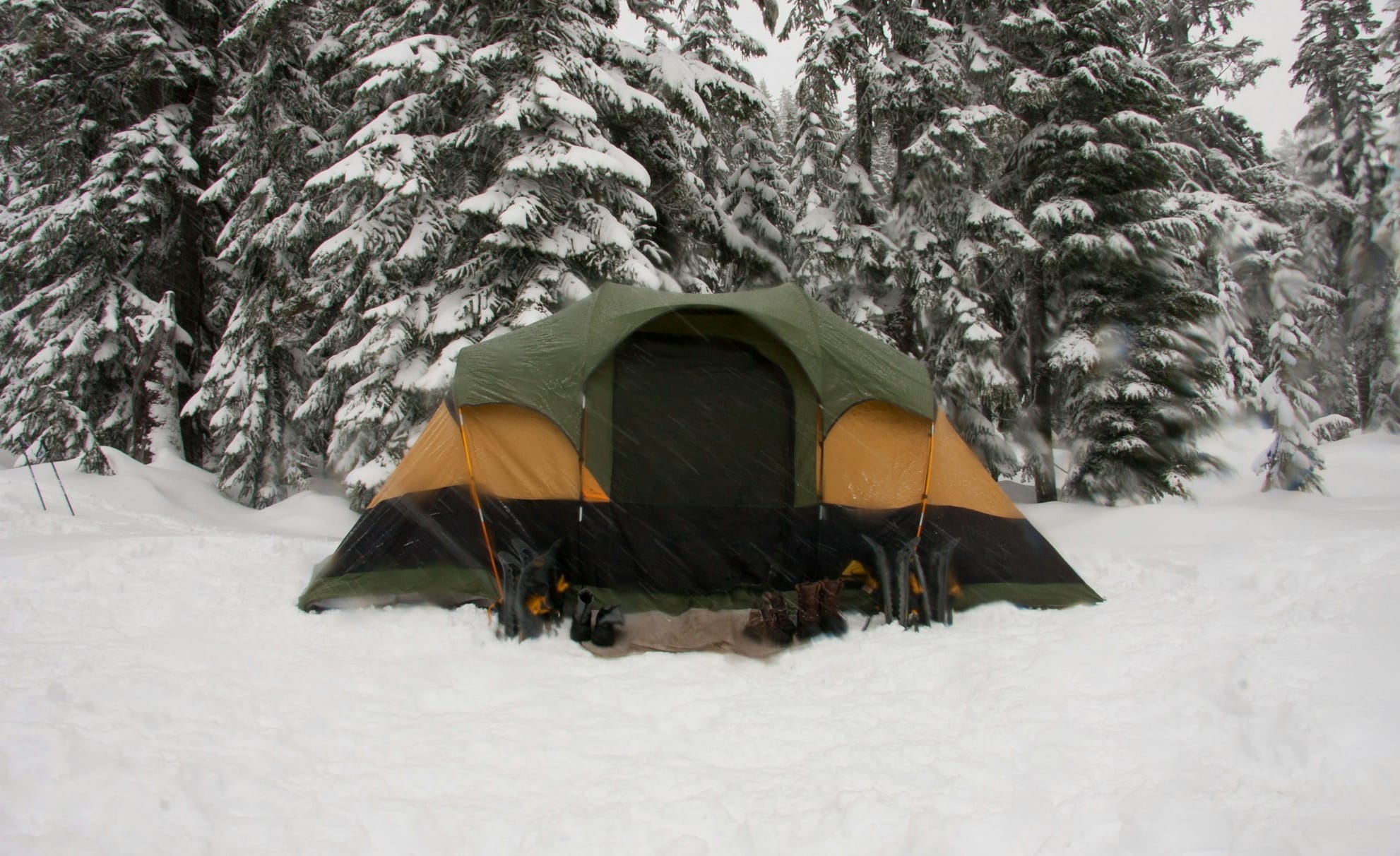 tent on snow field