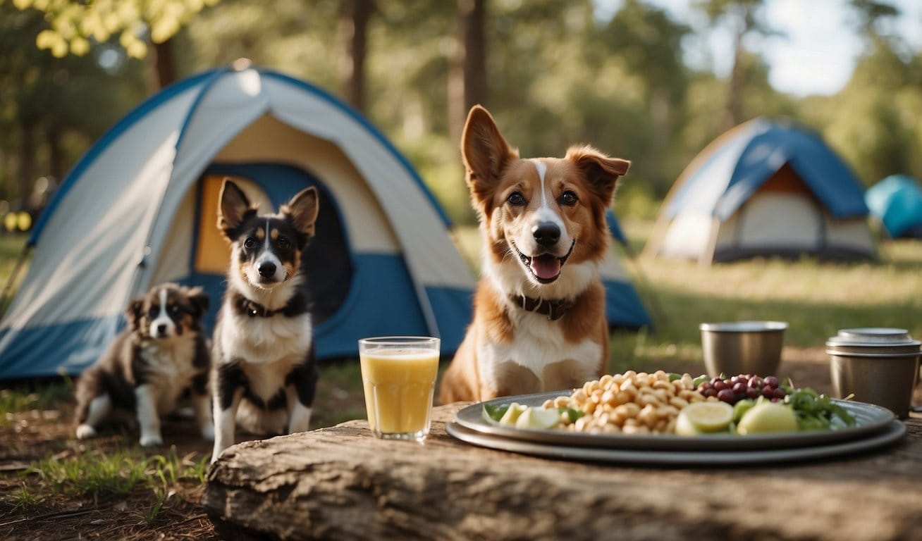 dogs gathering at outdoor camping